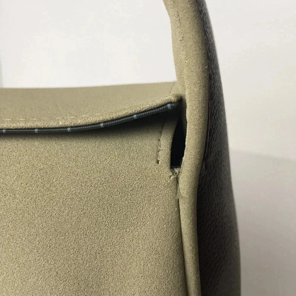 Beige cream faux leather mini handbag satchel  vegan clutch - Picture 9 of 14